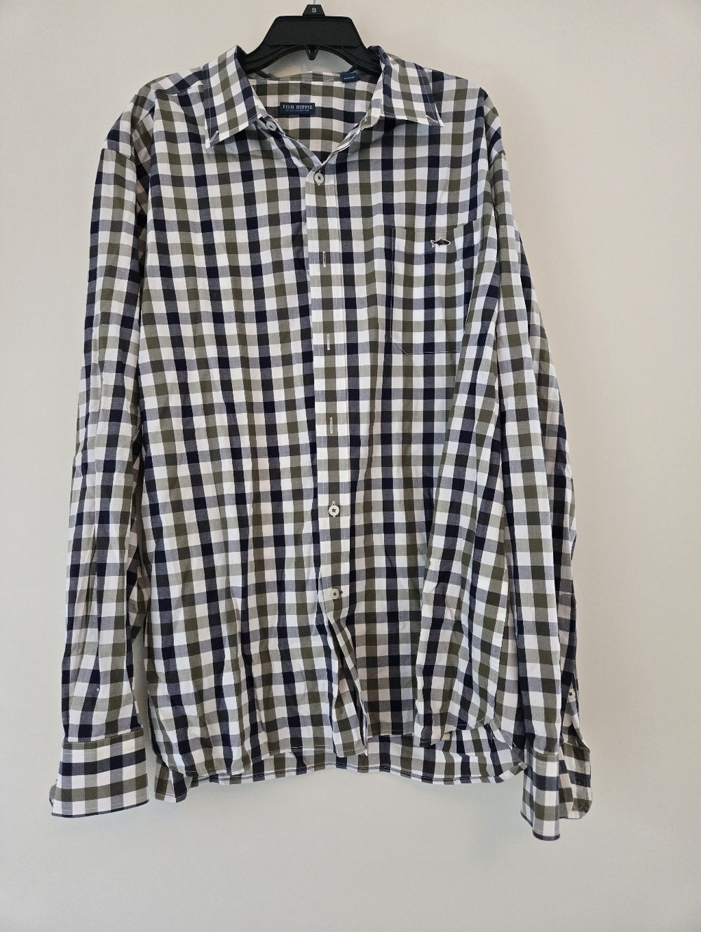 Mens Fish Hippie Solace Collectiom Black, Green, And White Button Down Shirt